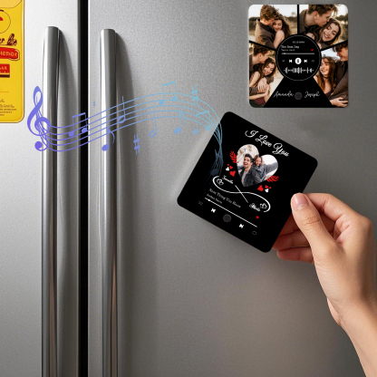 Personalised Photo Fridge Magnet Infinity and Heart Musical Valentines Day Gift