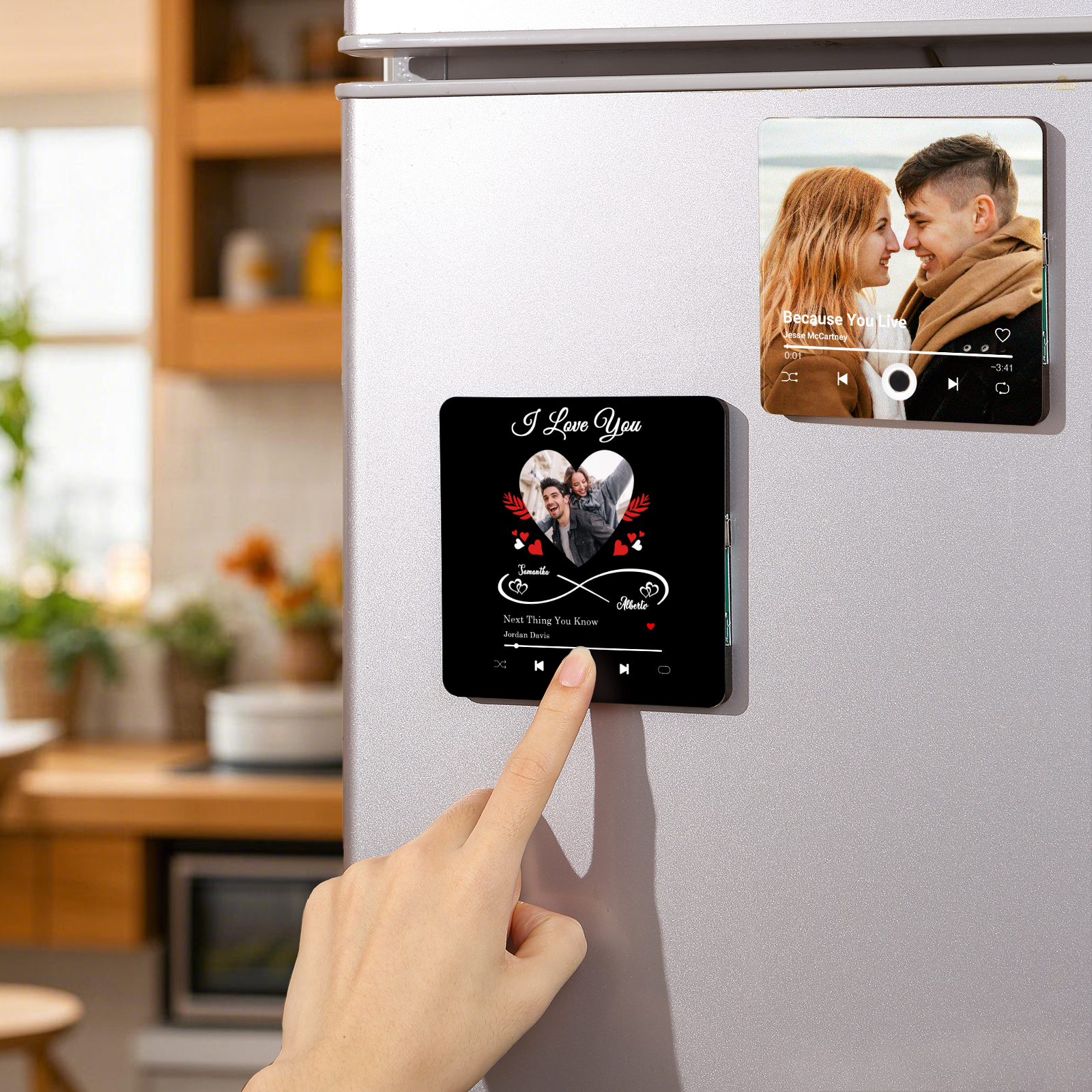 Personalised Photo Fridge Magnet Infinity and Heart Musical Valentines Day Gift