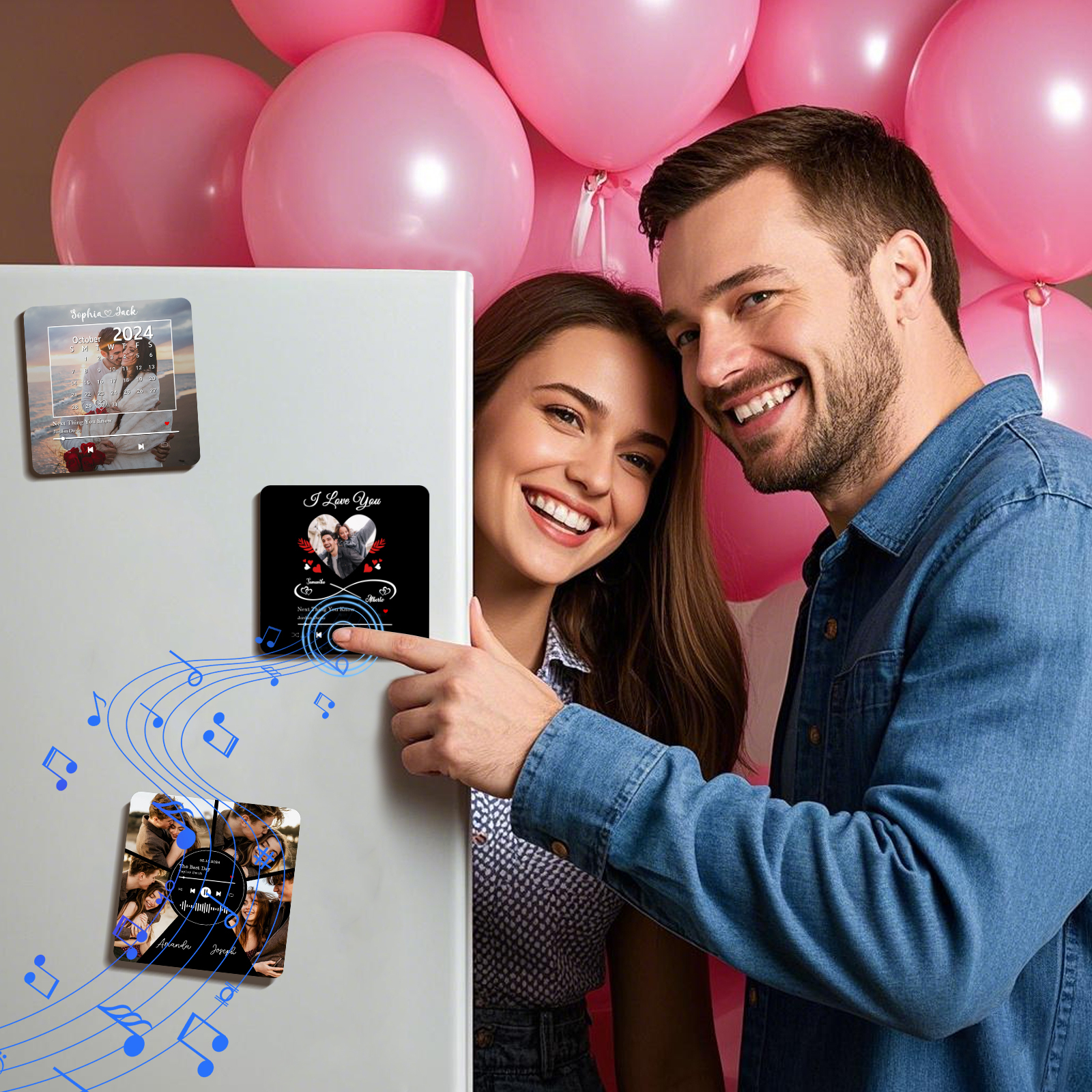 Personalised Photo Fridge Magnet Infinity and Heart Musical Valentines Day Gift