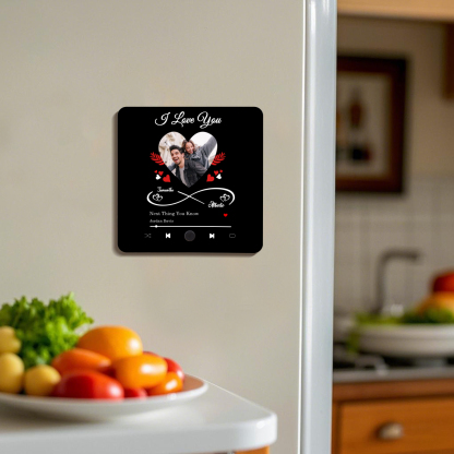 Personalised Photo Fridge Magnet Infinity and Heart Musical Valentines Day Gift