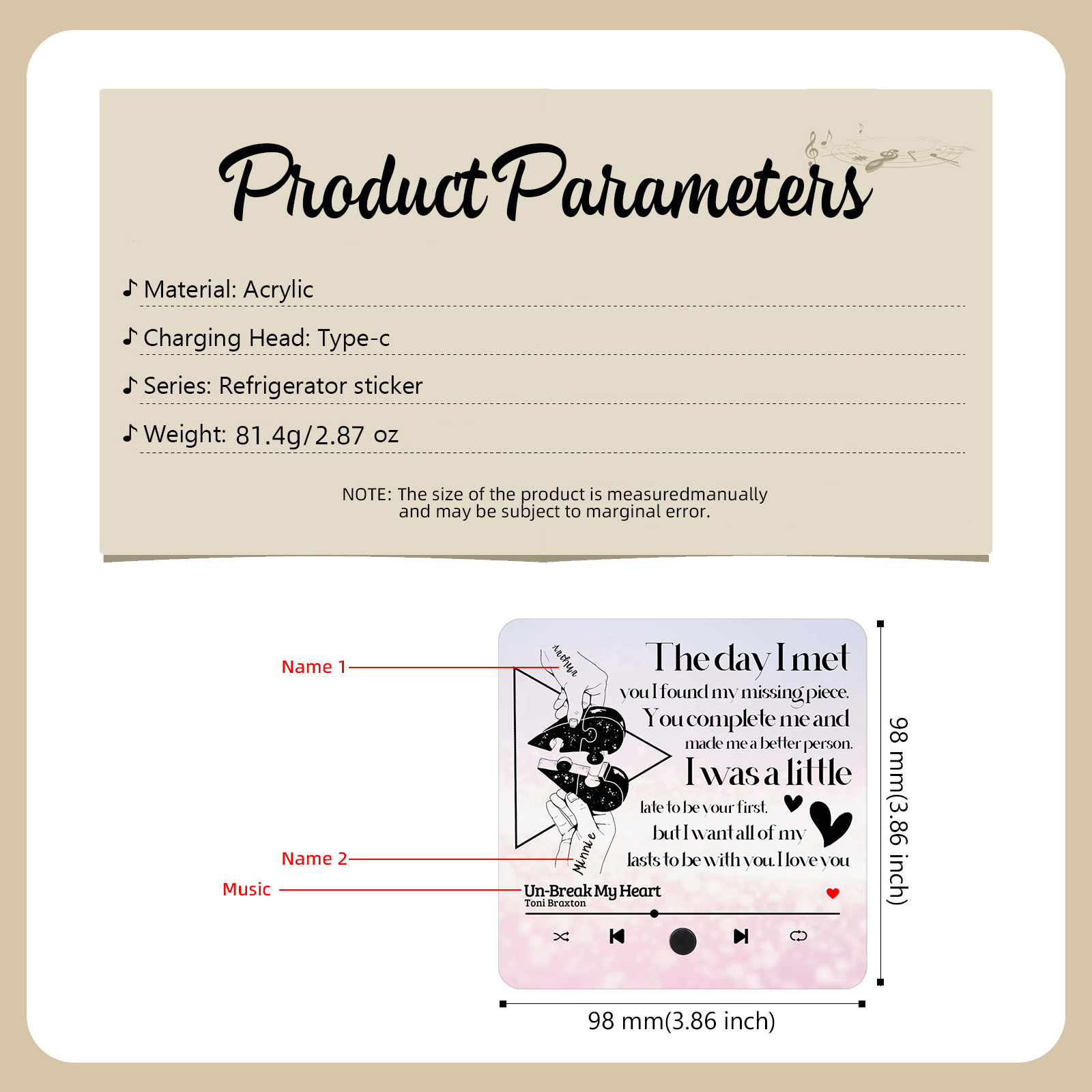 Personalised Fridge Magnet The Day I Met You I Found My Missing Piece Heart Puzzle Valentines Day Gift