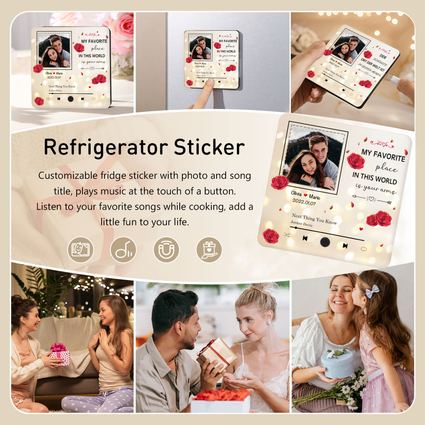 Personalised Fridge Magnet My Favourite Place in This World is Your Arms Gift for Him