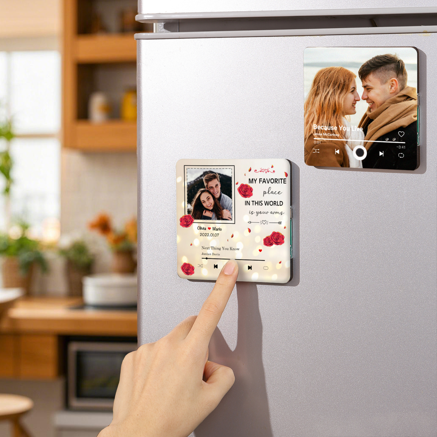 Personalised Fridge Magnet My Favourite Place in This World is Your Arms Gift for Him