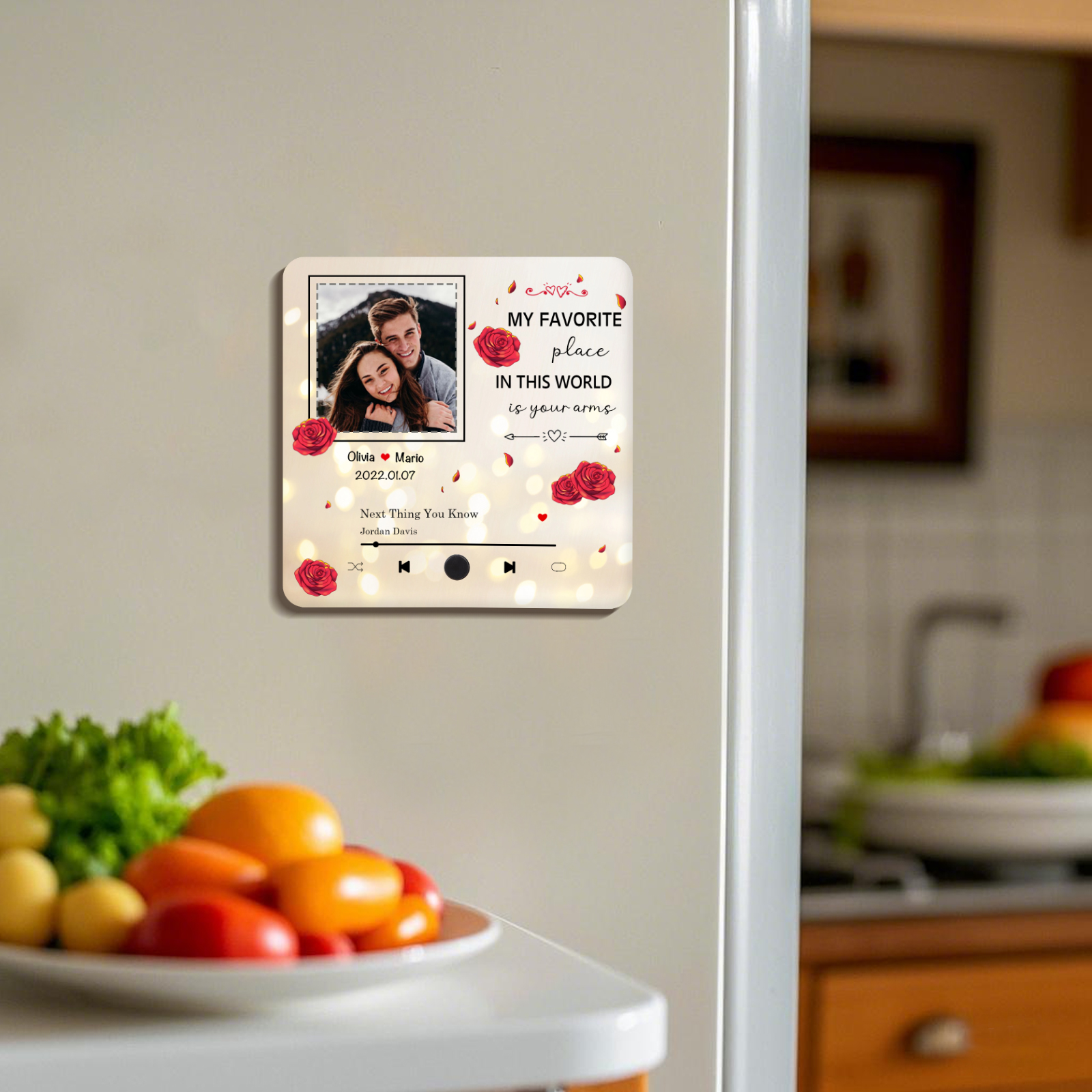 Personalised Fridge Magnet My Favourite Place in This World is Your Arms Gift for Him