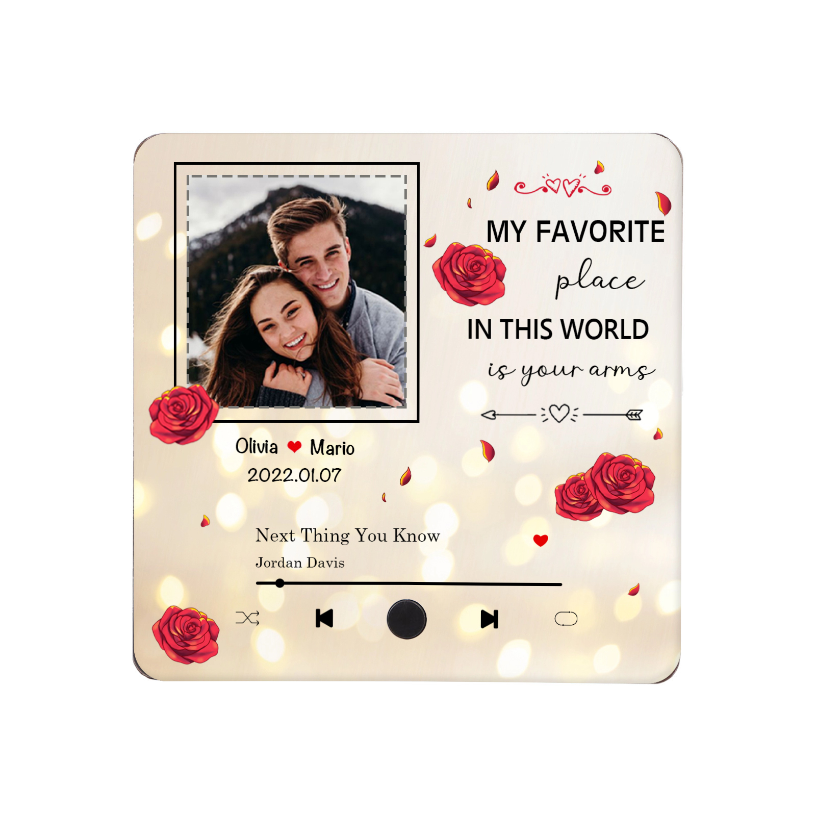Personalised Fridge Magnet My Favourite Place in This World is Your Arms Gift for Him