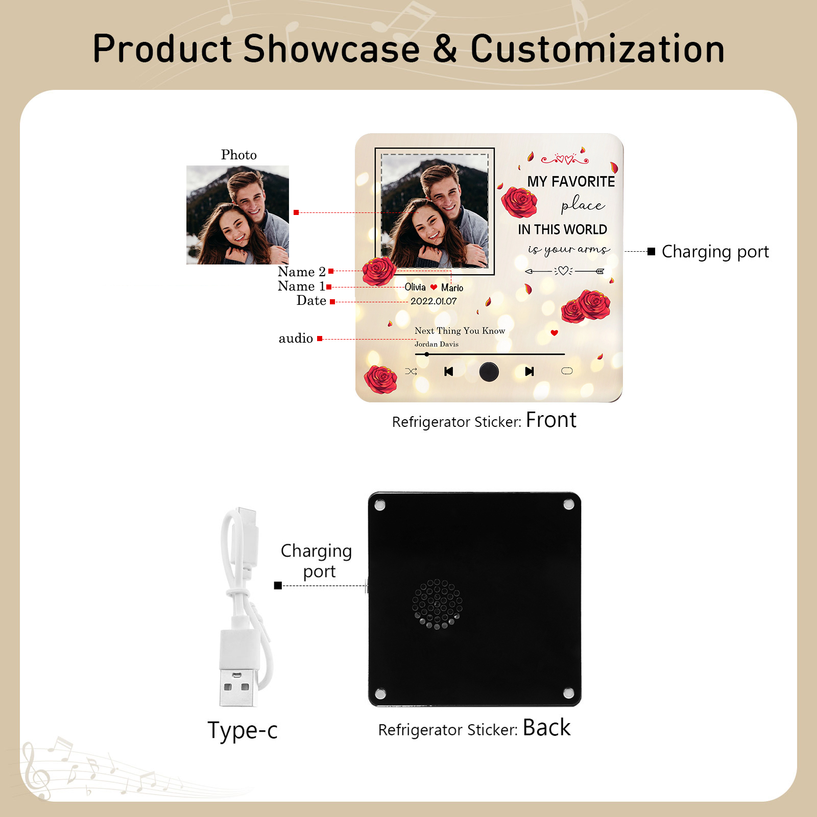 Personalised Fridge Magnet My Favourite Place in This World is Your Arms Gift for Him