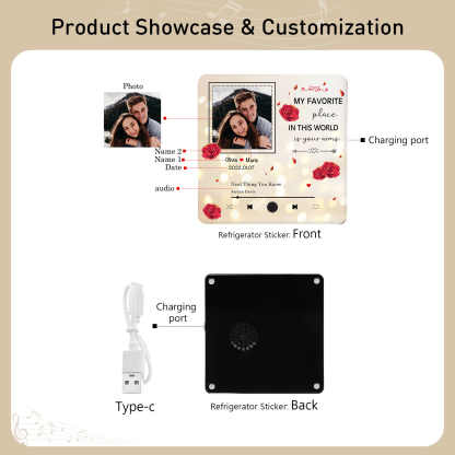 Personalised Fridge Magnet My Favourite Place in This World is Your Arms Gift for Him