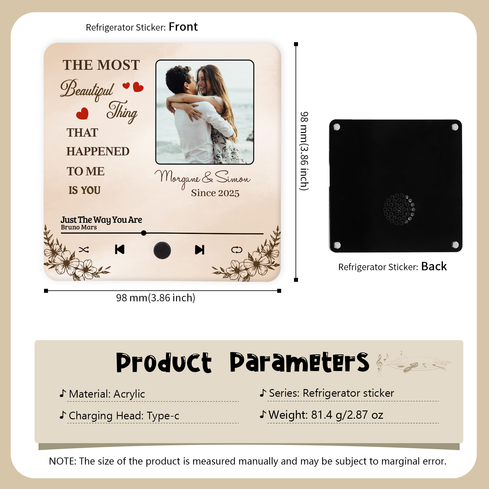 Personalised Photo Fridge Magnet The Most Beautiful Thing That Happened to Me Is You Gift For Couple