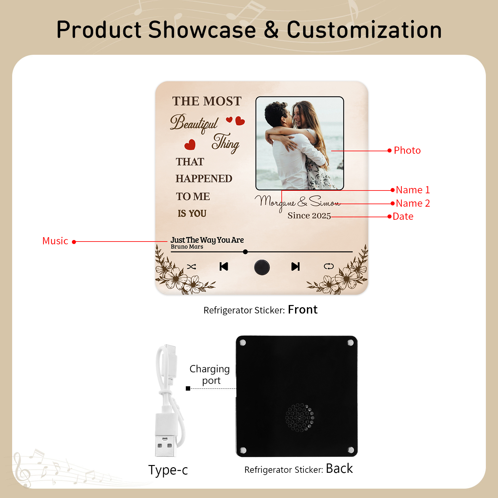 Personalised Photo Fridge Magnet The Most Beautiful Thing That Happened to Me Is You Gift For Couple