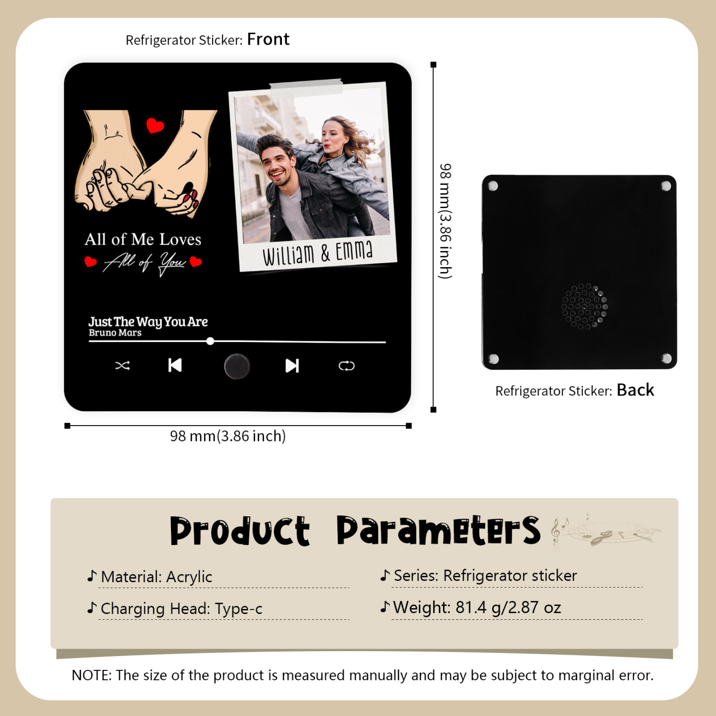 Personalised Photo Fridge Magnet All of Me Loves All of You Pinky Promise Valentines Day Gift for Couples