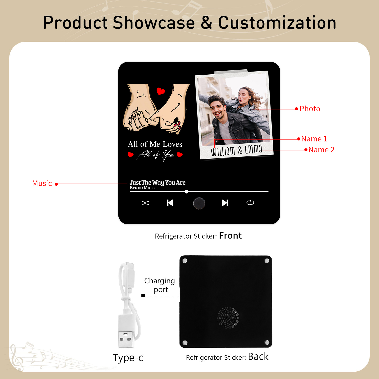 Personalised Photo Fridge Magnet All of Me Loves All of You Pinky Promise Valentines Day Gift for Couples