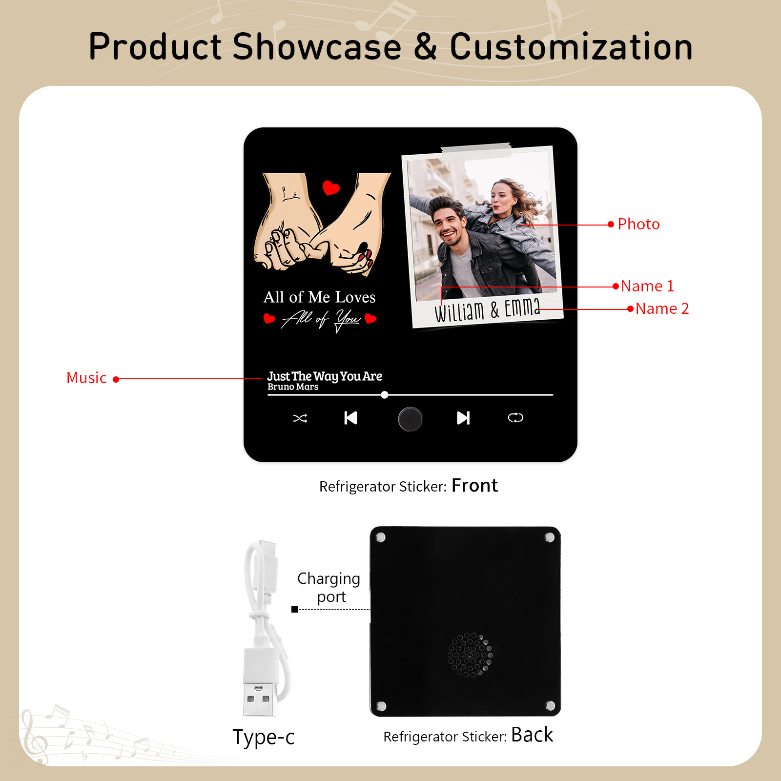 Personalised Photo Fridge Magnet All of Me Loves All of You Pinky Promise Valentines Day Gift for Couples