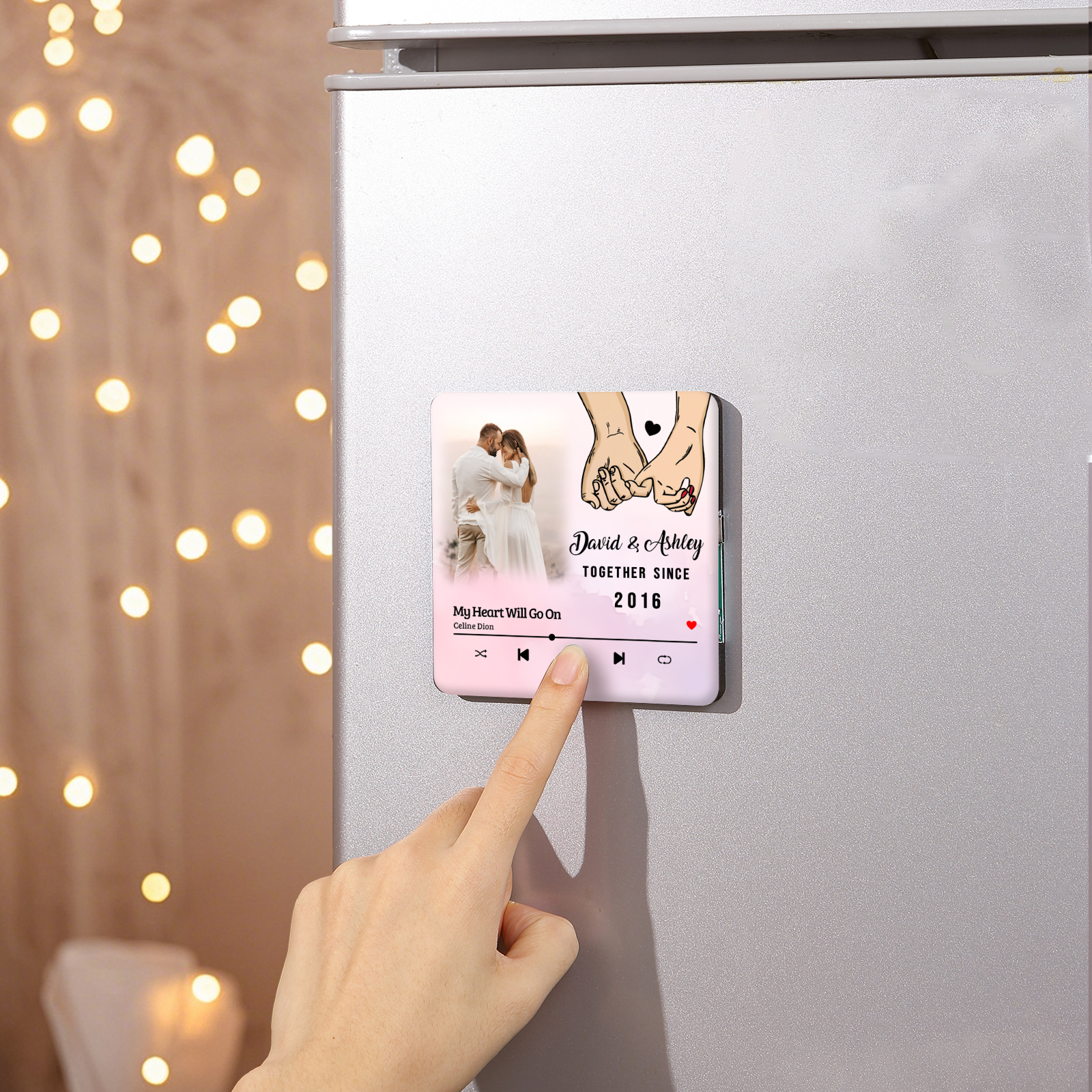 Personalised Photo Fridge Magnet Pinky Promise Together Since Gift for Couples