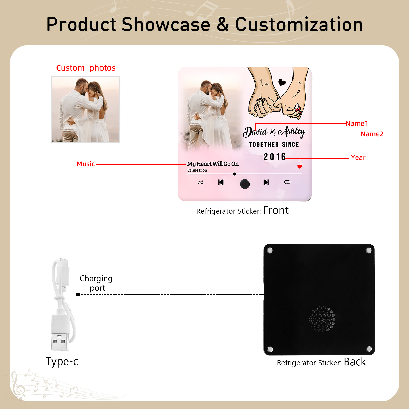 Personalised Photo Fridge Magnet Pinky Promise Together Since Gift for Couples