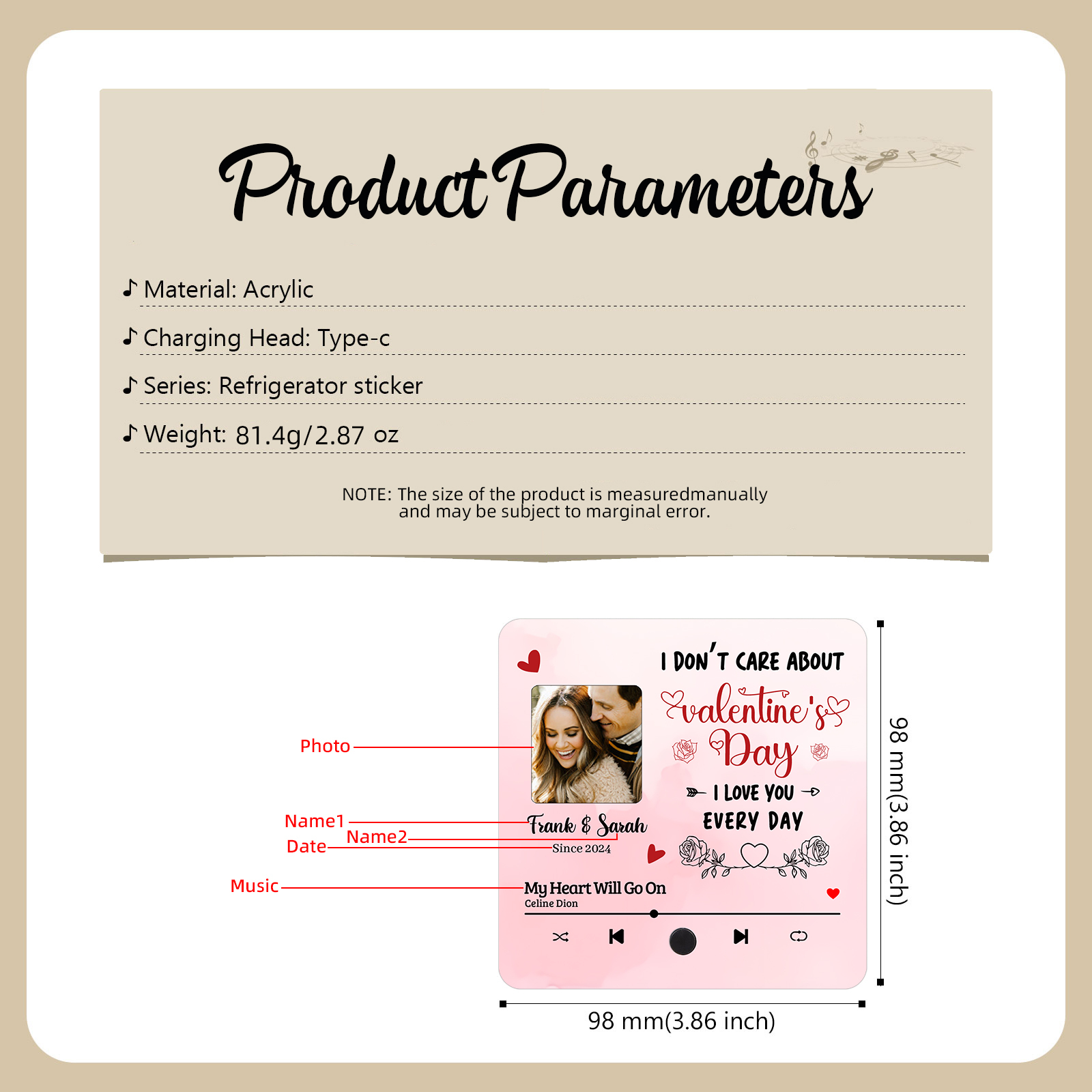 Personalised Photo Fridge Magnets I Dont Care Valentines Day I Love You Every Day Gift for Couples