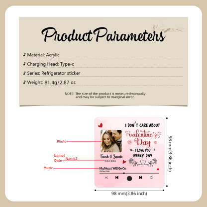 Personalised Photo Fridge Magnets I Dont Care Valentines Day I Love You Every Day Gift for Couples