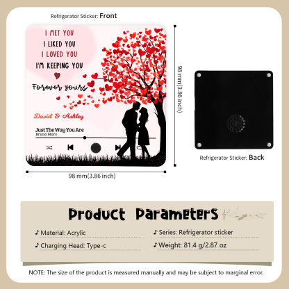 Personalised Fridge Magnet I Met You I Liked You I Loved You I am Keeping You Musical Valentines Day Gift