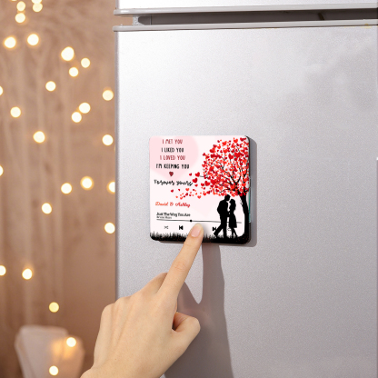 Personalised Fridge Magnet I Met You I Liked You I Loved You I am Keeping You Musical Valentines Day Gift