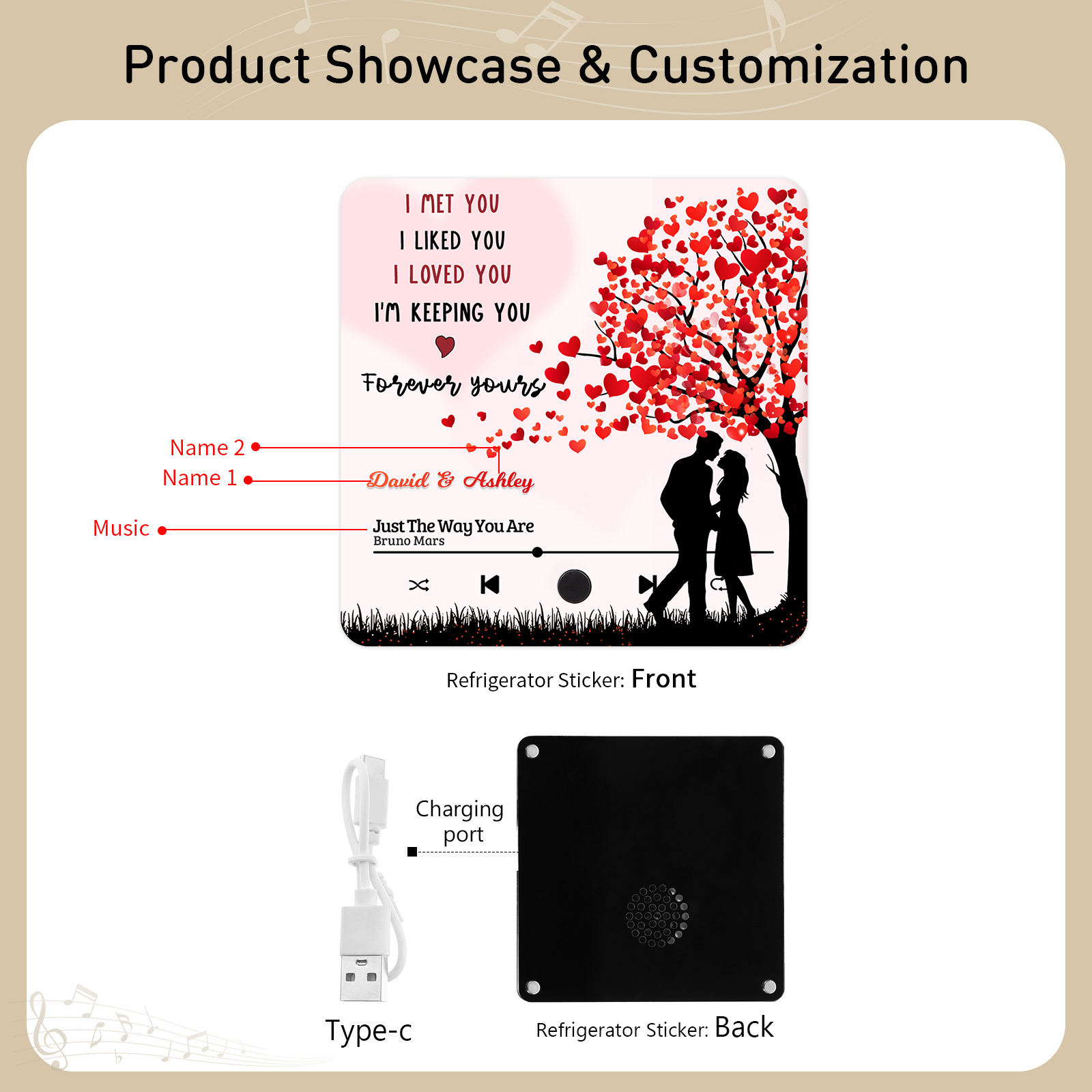 Personalised Fridge Magnet I Met You I Liked You I Loved You I am Keeping You Musical Valentines Day Gift