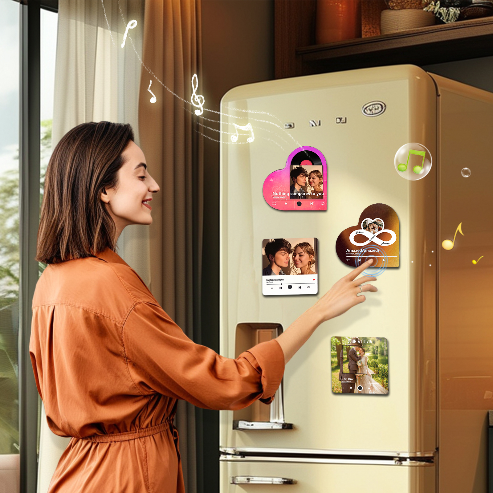 Personalised Heart-Shaped Fridge Magnet A Musical Token of Love Gift for Couple