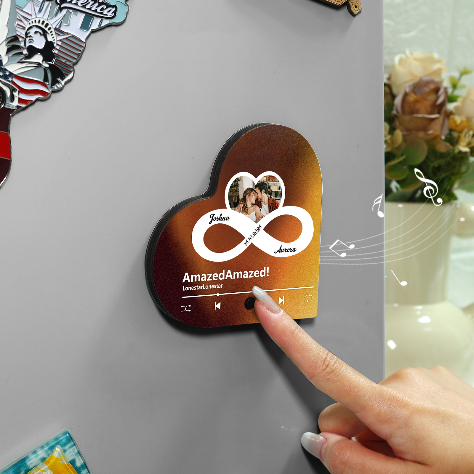 Personalised Heart-Shaped Fridge Magnet A Musical Token of Love Gift for Couple