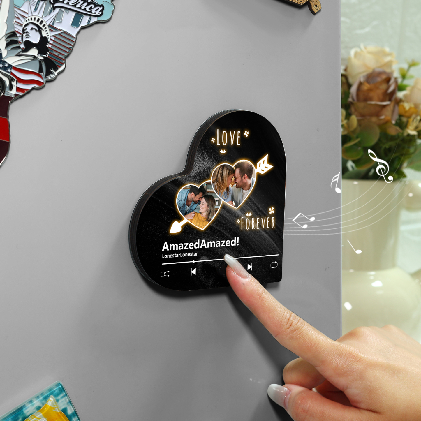 Personalised Heart-Shaped Fridge Magnet An Arrow Through the Heart Valentine’s Day Gift