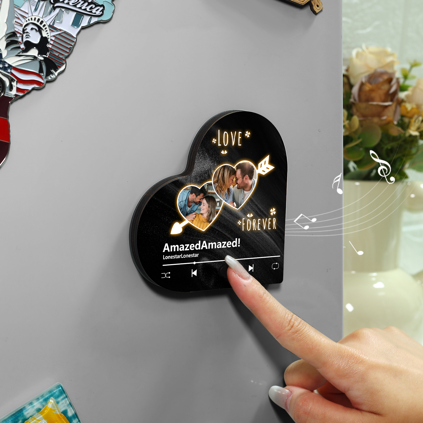 Personalised Heart-Shaped Fridge Magnet An Arrow Through the Heart Valentine’s Day Gift