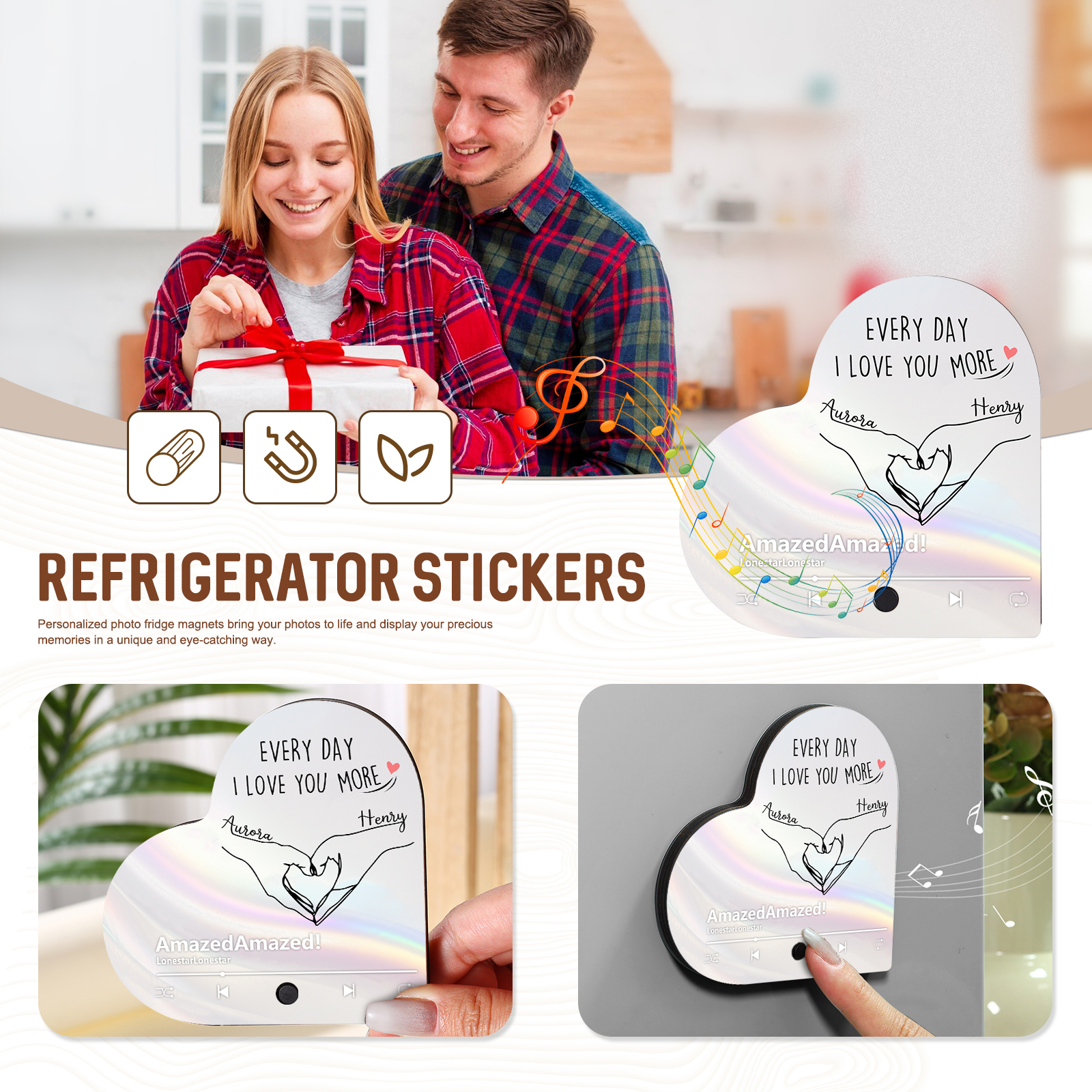 Personalised Heart-Shaped Fridge Magnet Two Hands Make a Heart Valentine’s Day Gift