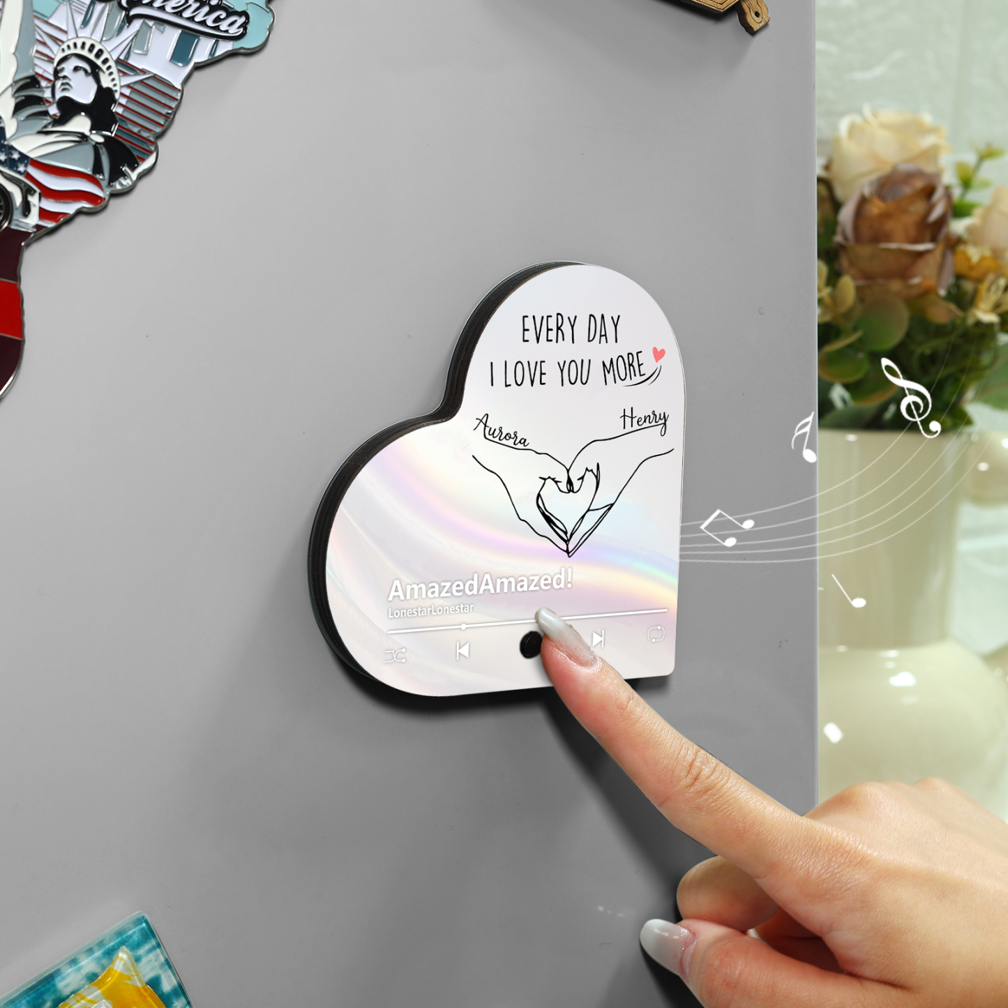 Personalised Heart-Shaped Fridge Magnet Two Hands Make a Heart Valentine’s Day Gift