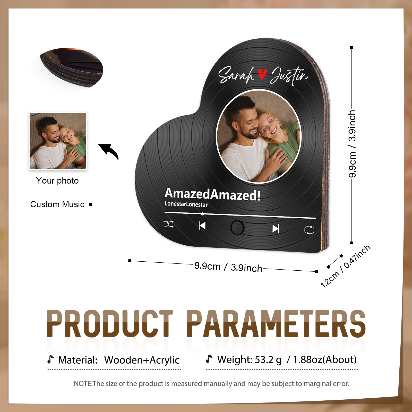 Personalised Heart-Shaped Fridge Magnet Your Love in Music Valentine’s Day Gift