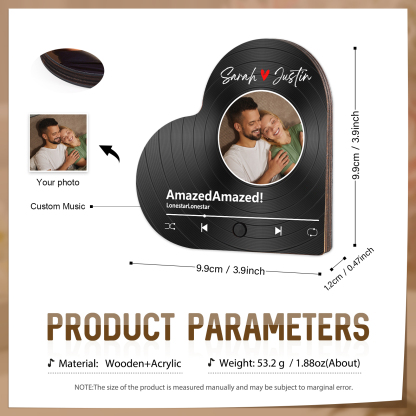 Personalised Heart-Shaped Fridge Magnet Your Love in Music Valentine’s Day Gift