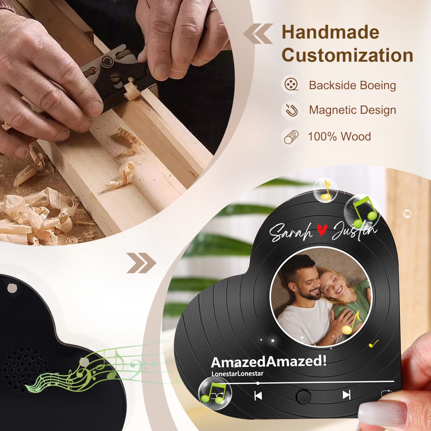 Personalised Heart-Shaped Fridge Magnet Your Love in Music Valentine’s Day Gift