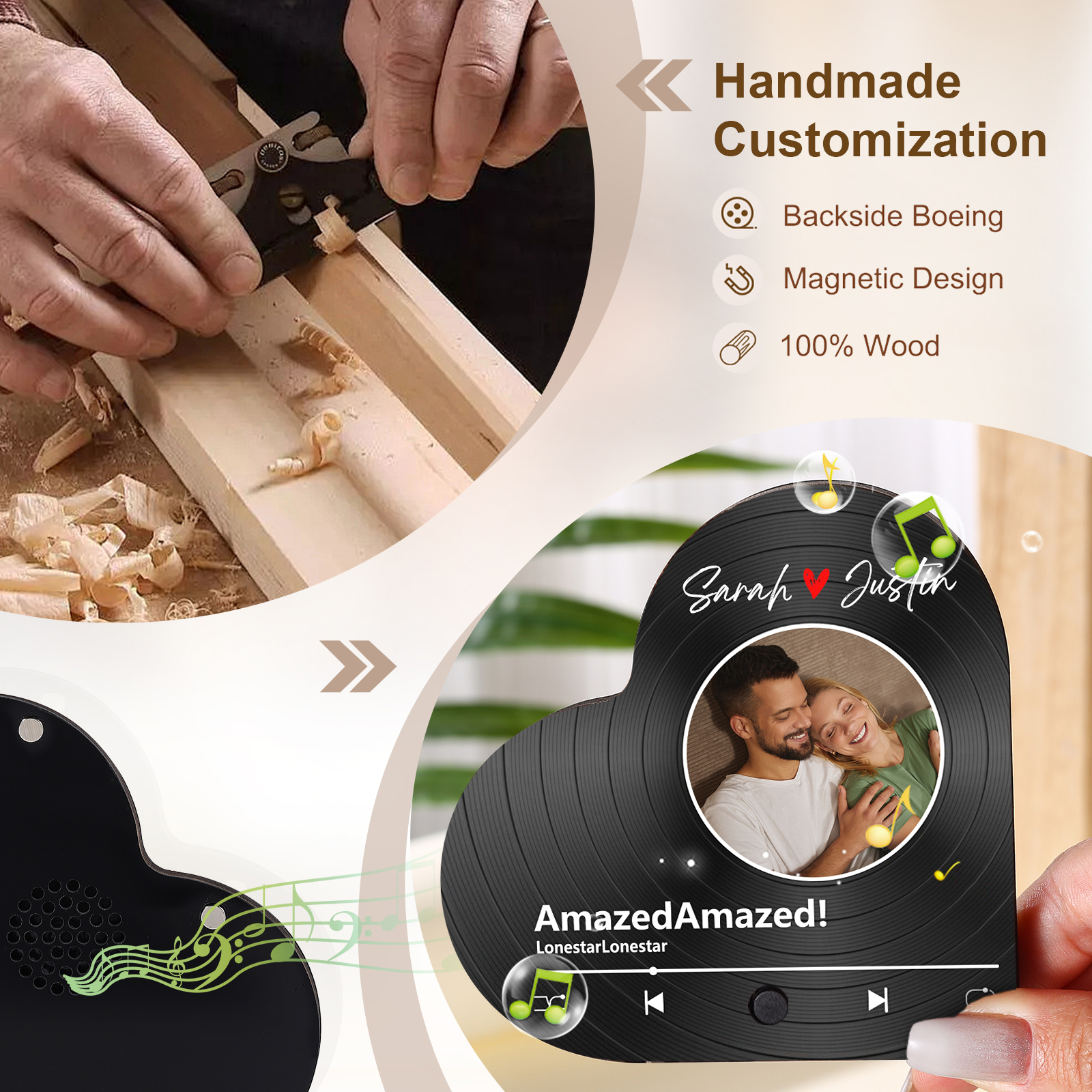 Personalised Heart-Shaped Fridge Magnet Your Love in Music Valentine’s Day Gift