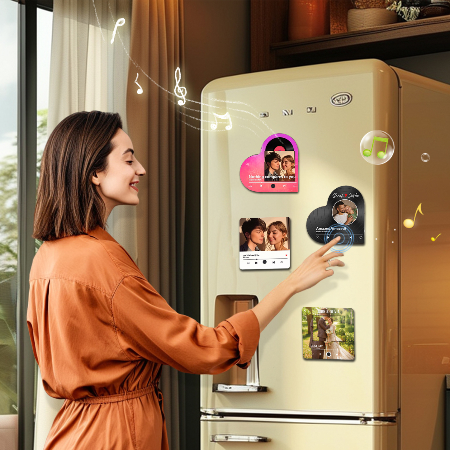 Personalised Heart-Shaped Fridge Magnet Your Love in Music Valentine’s Day Gift