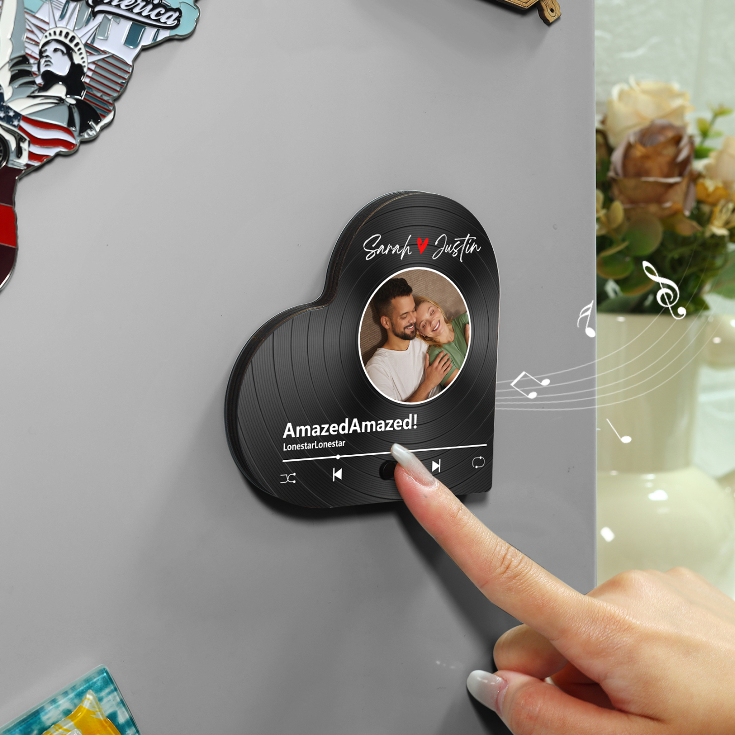 Personalised Heart-Shaped Fridge Magnet Your Love in Music Valentine’s Day Gift