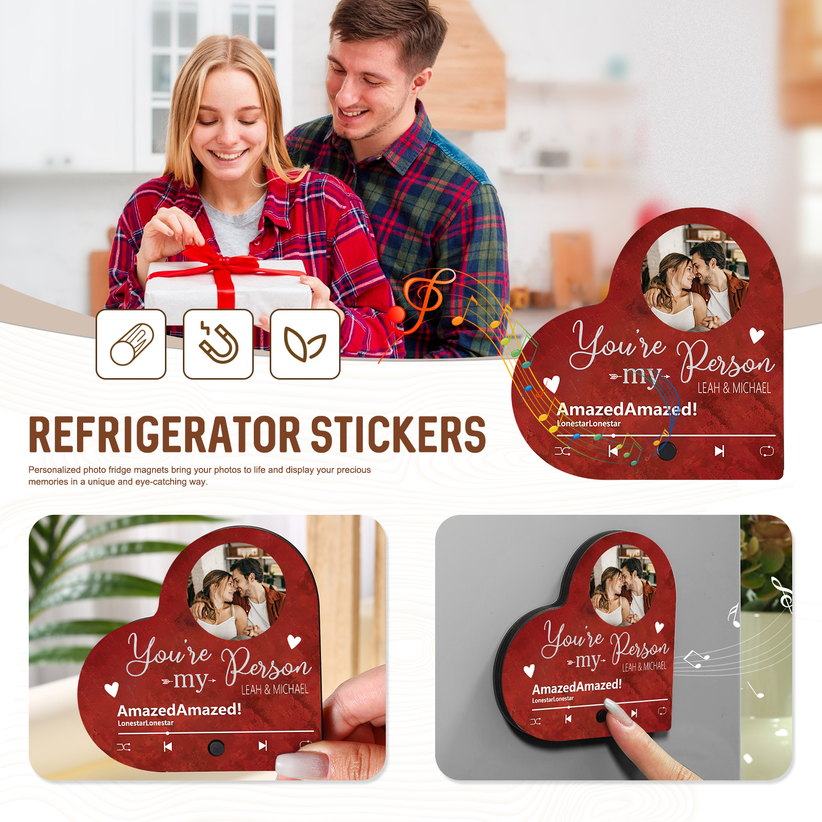 Personalised Heart-Shaped Fridge Magnet You’re My Person Valentine’s Day Gift