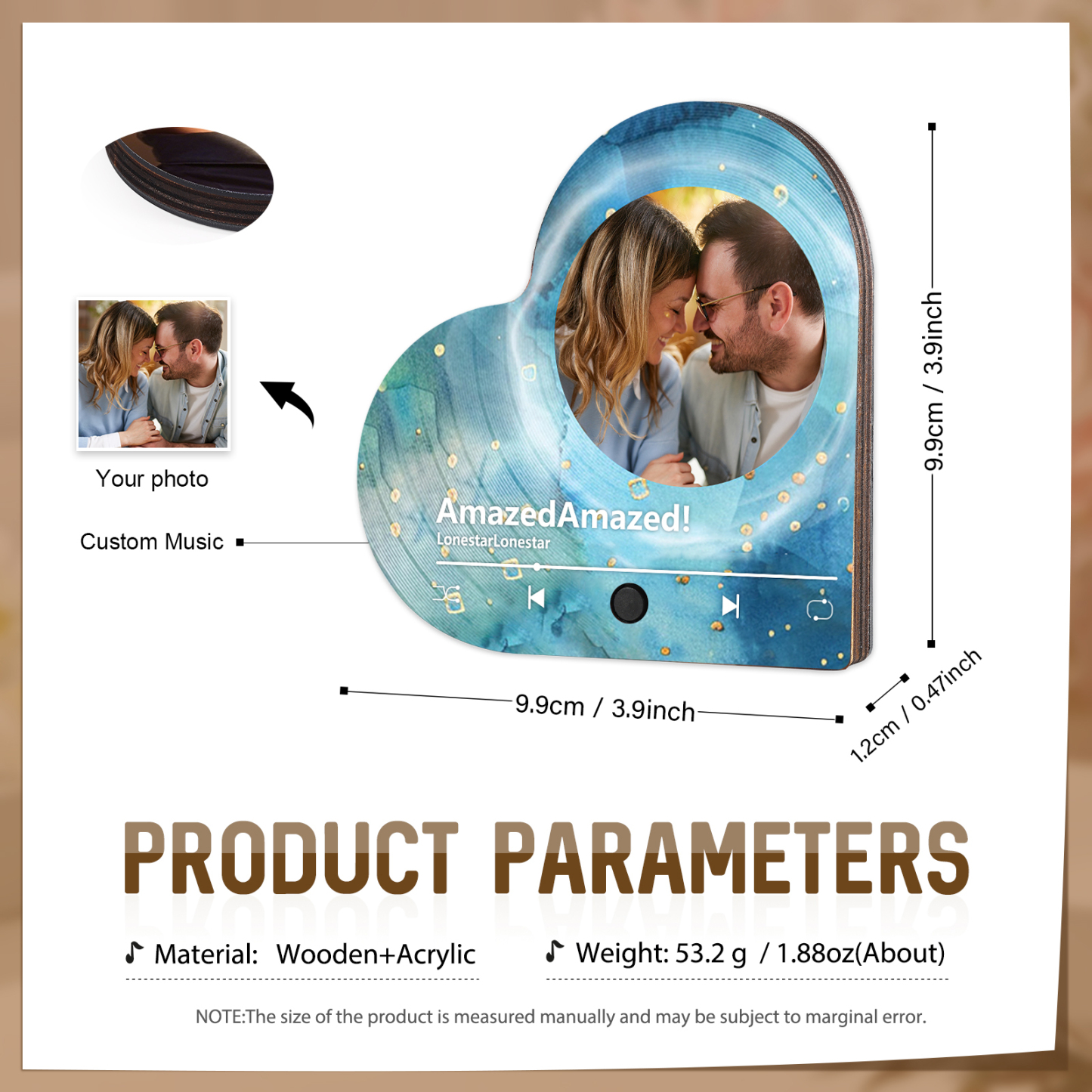 Personalised Heart-Shaped Fridge Magnet Your Love Your Song Valentine’s Day Gift