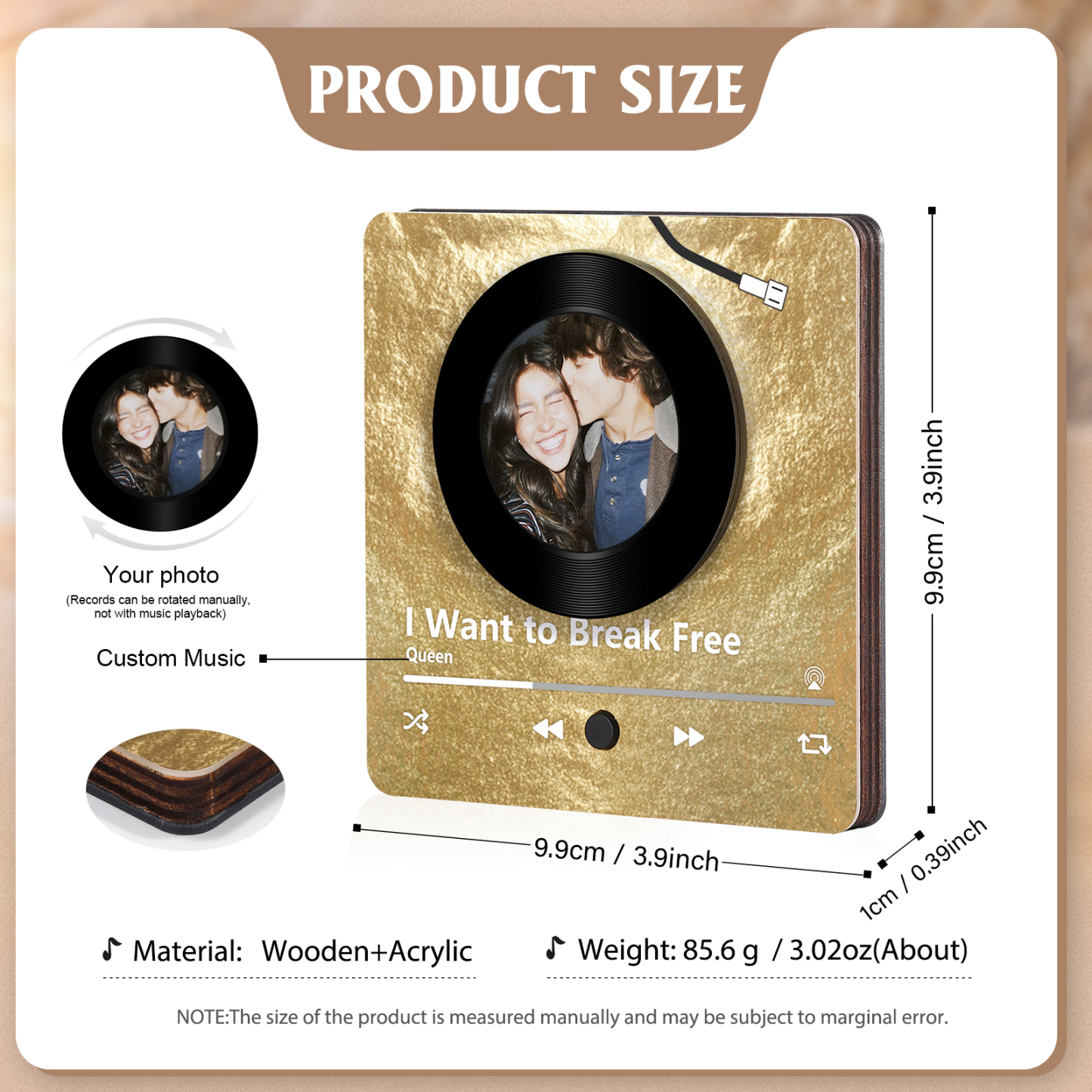 Personalised Fridge Magnet with Music Custom Photo Home Decoration Gift for Her