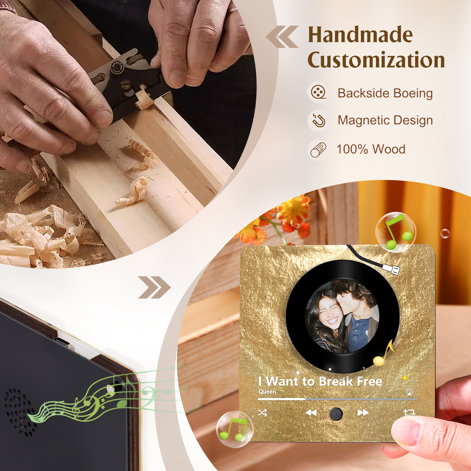 Personalised Fridge Magnet with Music Custom Photo Home Decoration Gift for Her