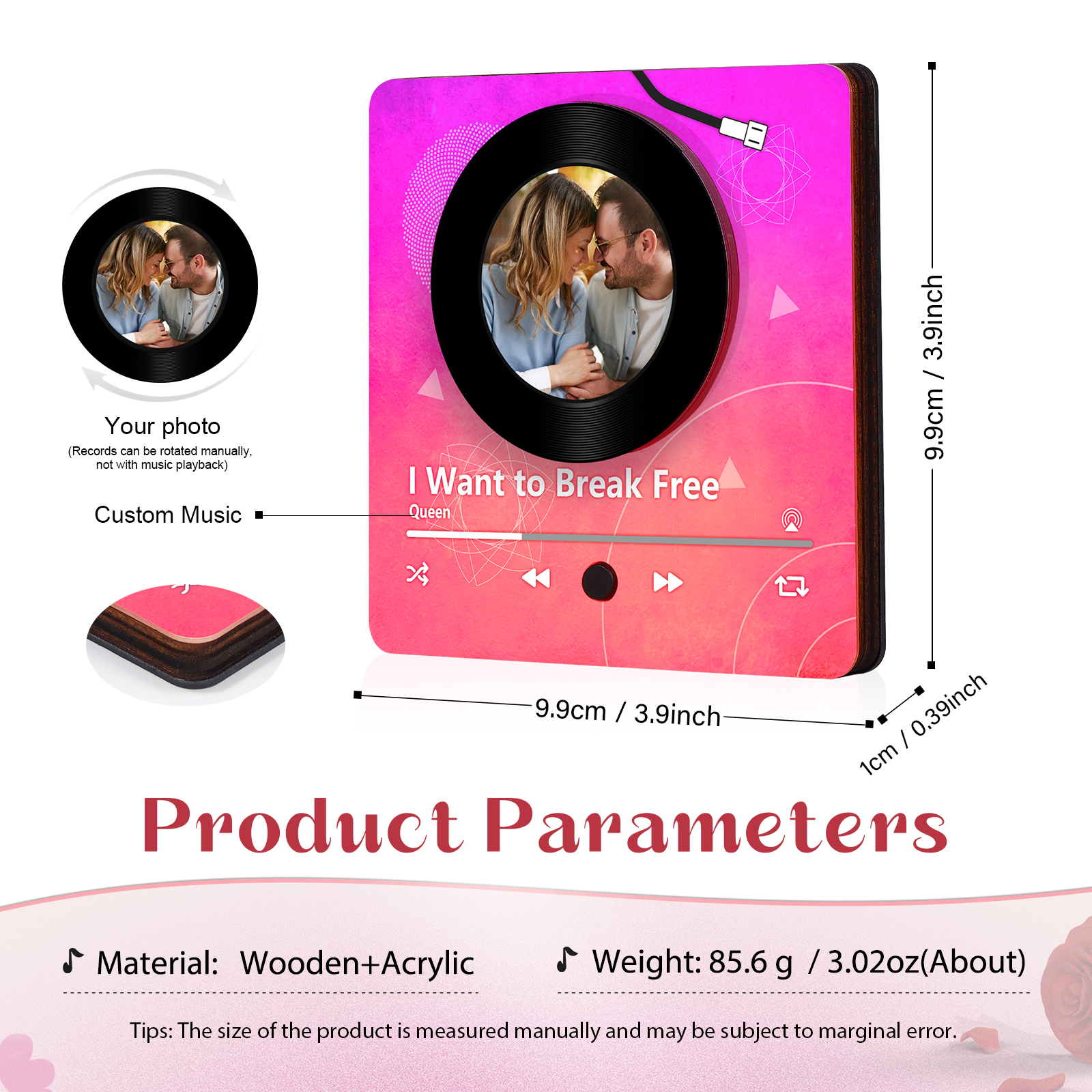 Personalised Fridge Magnet with Music Custom Photo Home Decoration Gift for Her