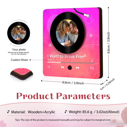 Personalised Fridge Magnet with Music Custom Photo Home Decoration Gift for Her