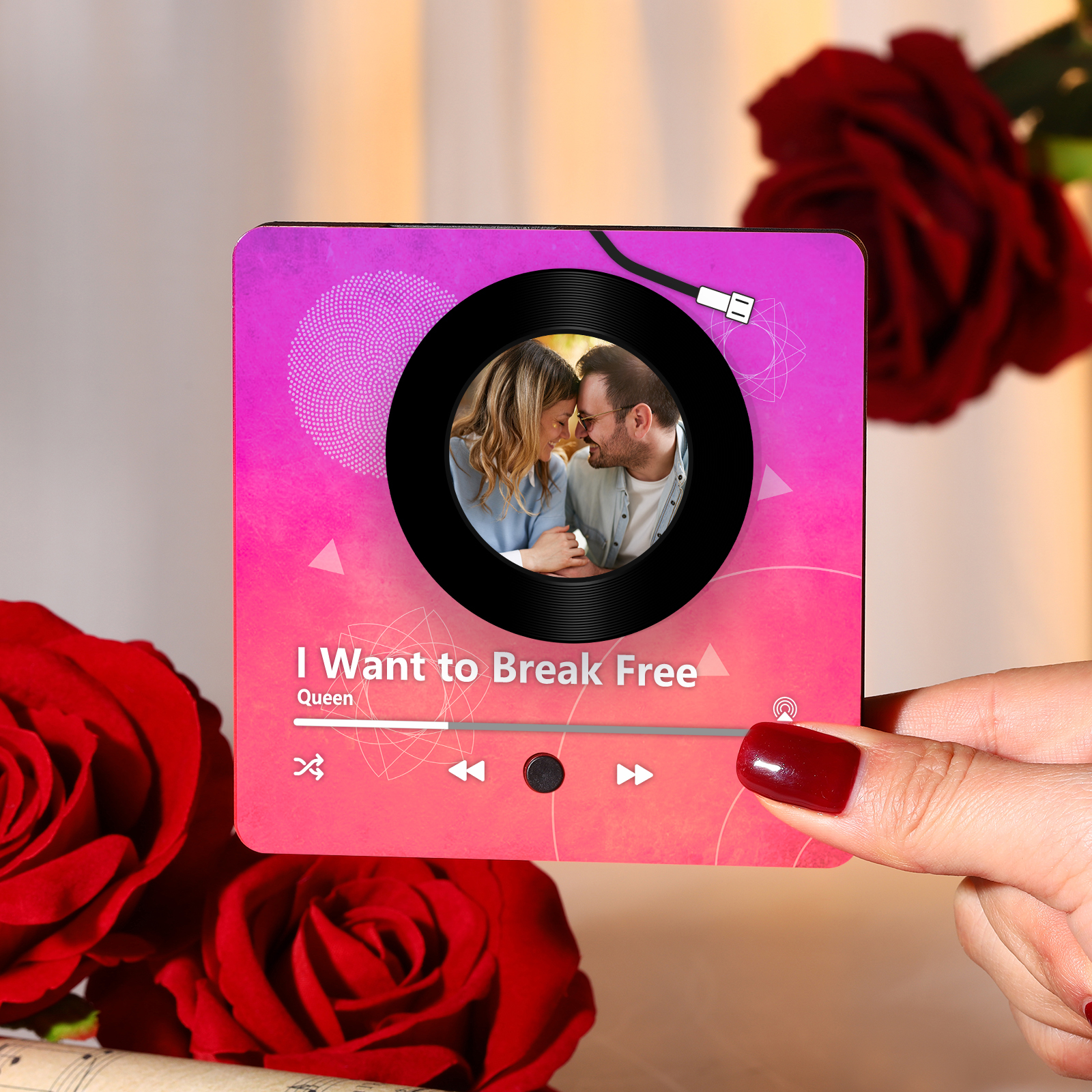 Personalised Fridge Magnet with Music Custom Photo Home Decoration Gift for Her