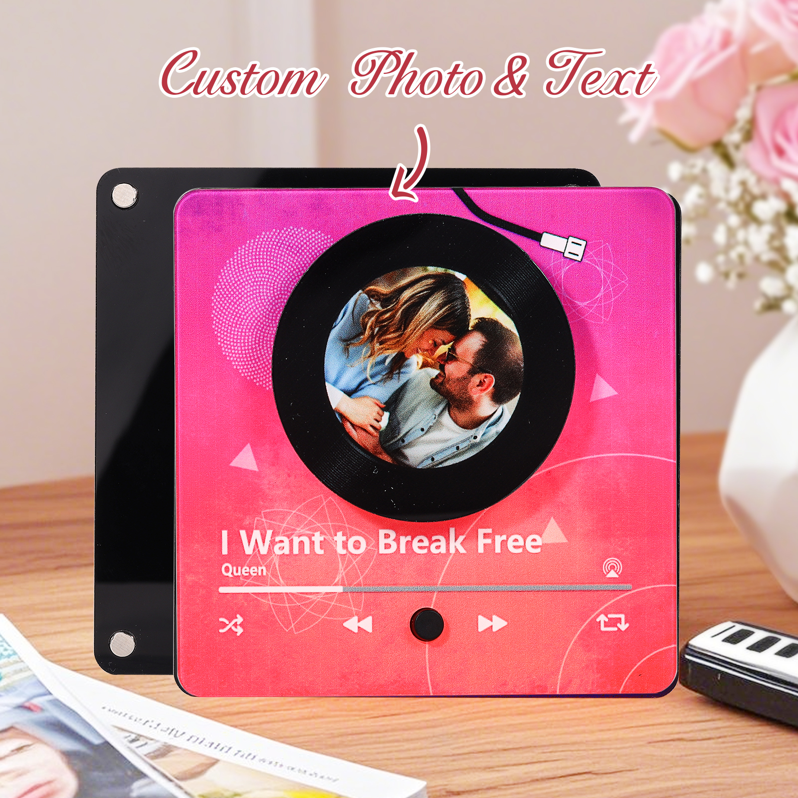Personalised Fridge Magnet with Music Custom Photo Home Decoration Gift for Her