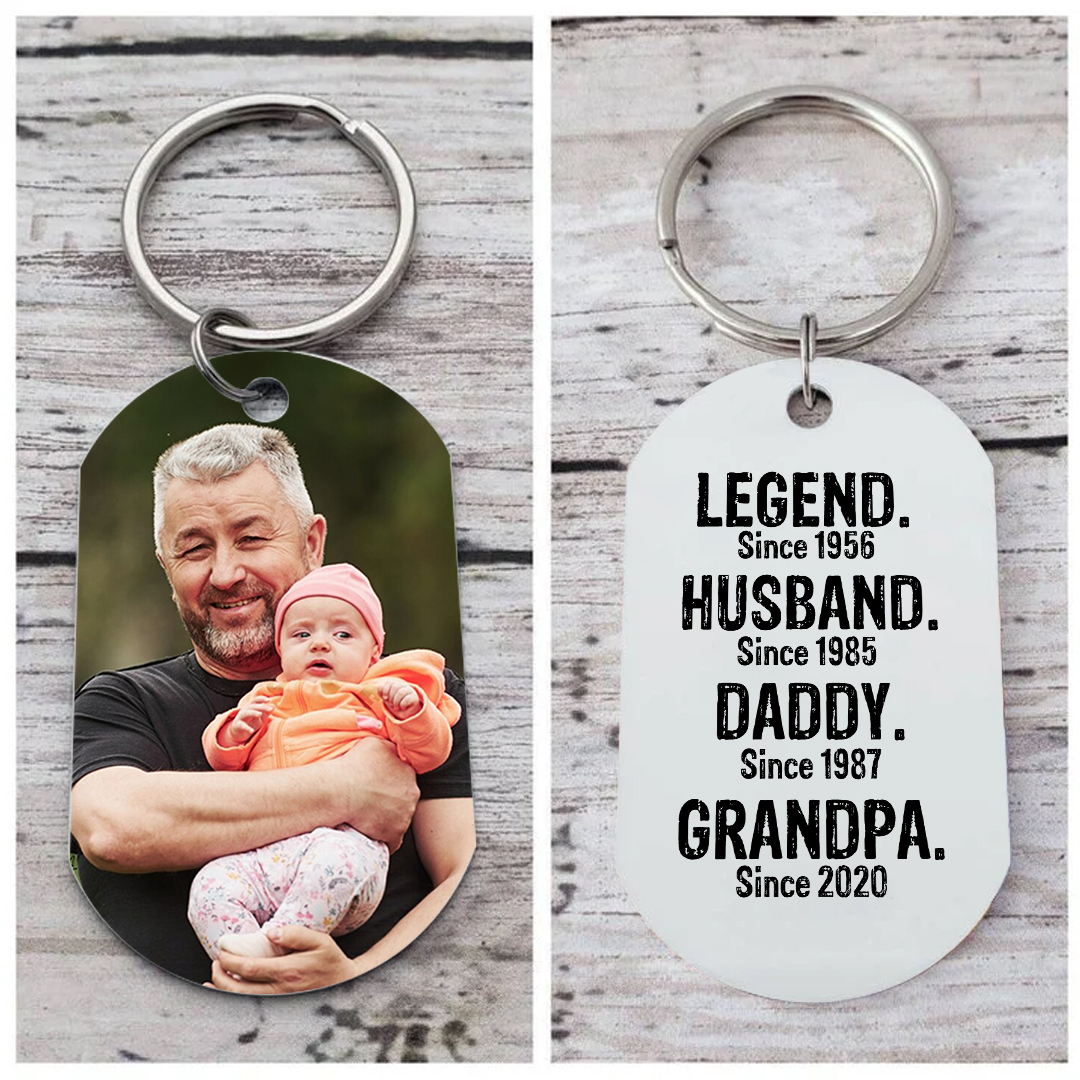 Personalised Photo Keychain Legend Husband Daddy Grandpa Custom Gift for Grandpa | Jessemade