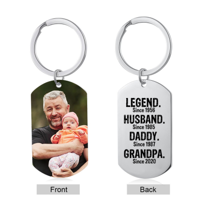 Personalised Photo Keychain Legend Husband Daddy Grandpa Custom Gift for Grandpa | Jessemade