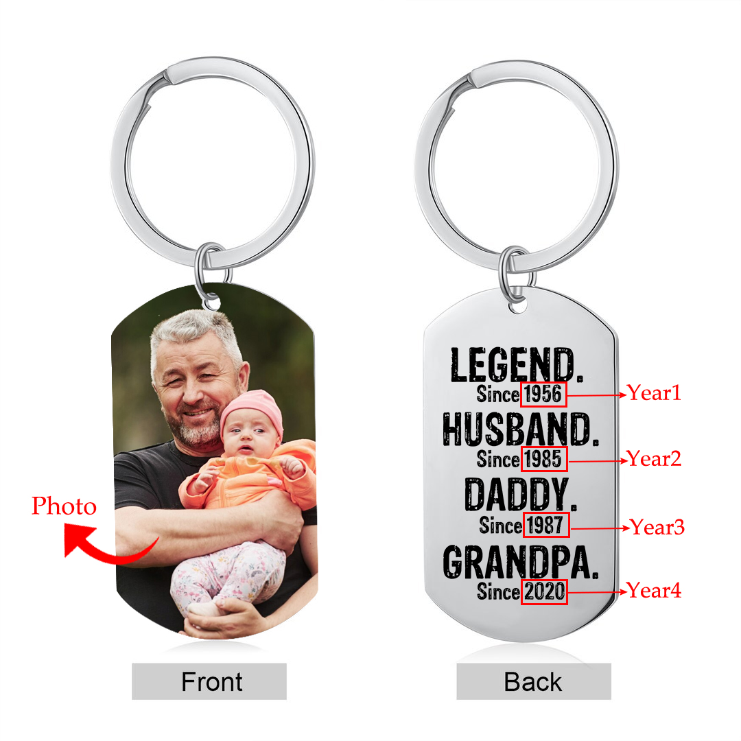 Personalised Photo Keychain Legend Husband Daddy Grandpa Custom Gift for Grandpa | Jessemade