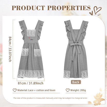 Personalised Embroidered Apron with Name & Custom Flower – Gift for Women | Jessemade