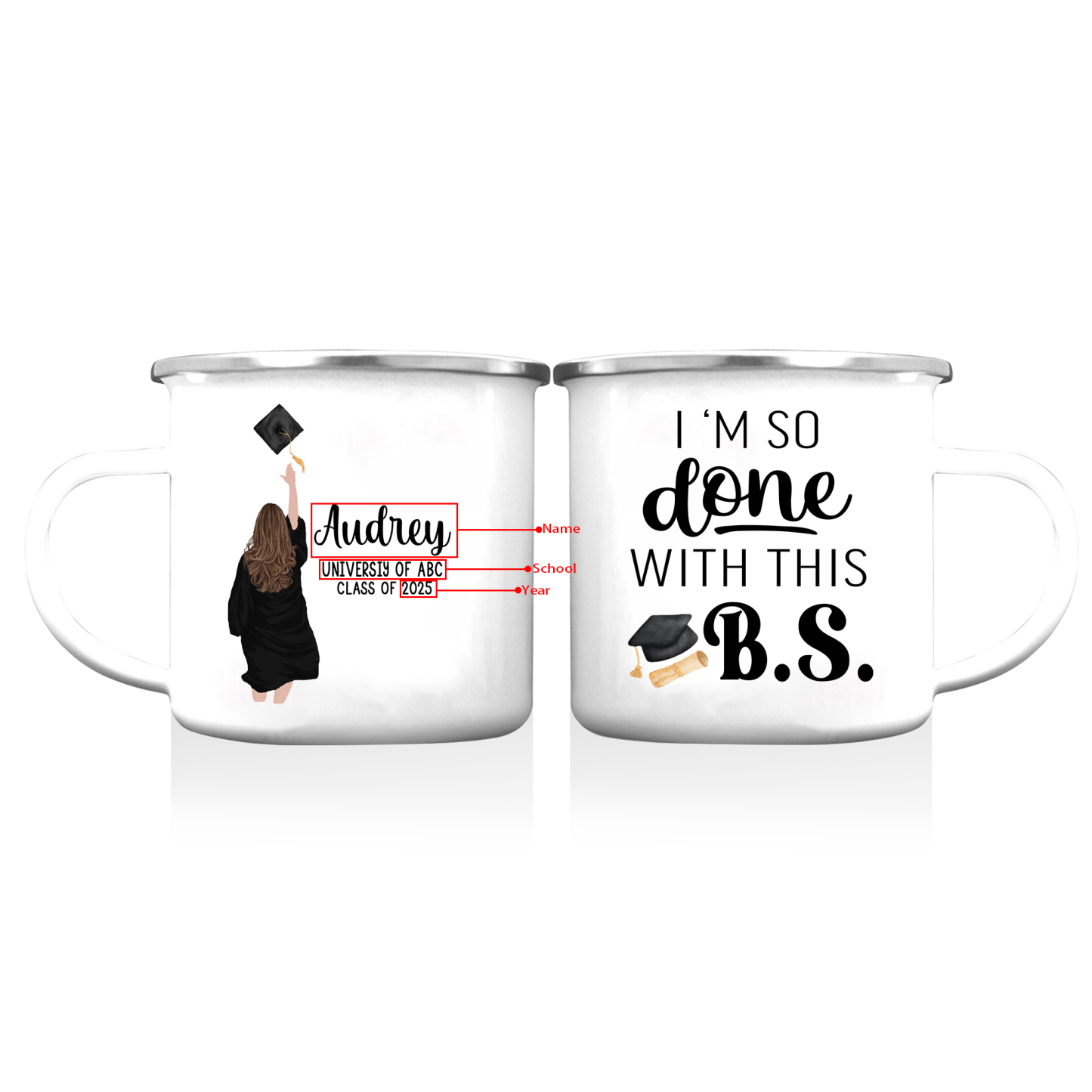 Personalised Graduation Mug with Name, School & Year | Jessemade