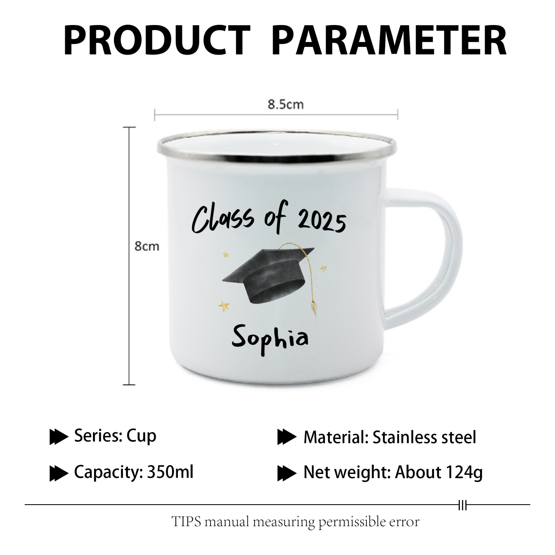 1 Name Personalised Stainless Steel Graduation Mug - Special Gift for Graduation | Jessemade