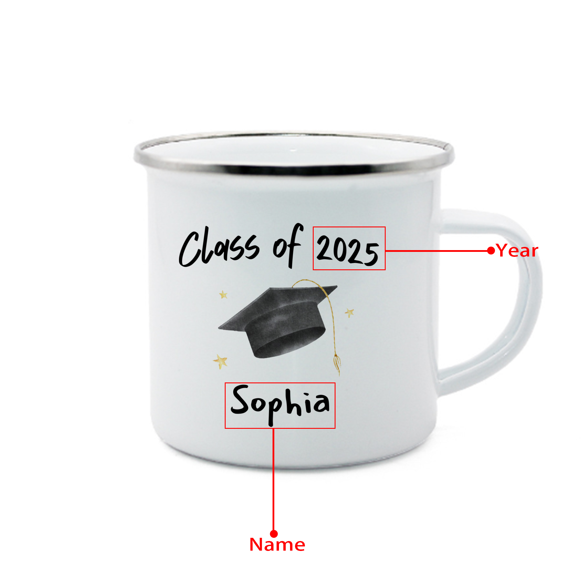 1 Name Personalised Stainless Steel Graduation Mug - Special Gift for Graduation | Jessemade